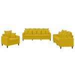 vidaXL Ensemble de canapés 3 Pièces avec coussins Jaune Velours