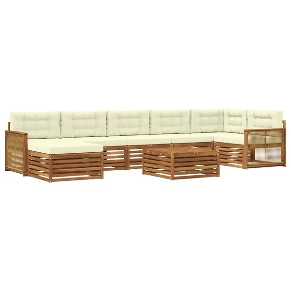 vidaXL Ensemble de canapés d'extérieur 8 pc Naturel et Crème