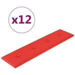 vidaXL Panneaux muraux 12 Pièces Rouge 60x15 cm Similicuir 1 08 m²