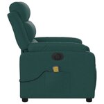 vidaXL Fauteuil de massage inclinable électrique Vert foncé Tissu