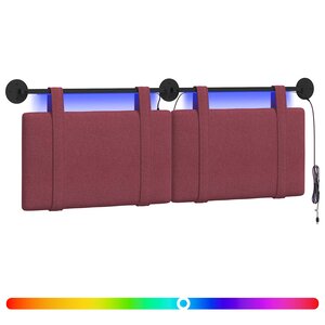 vidaXL Tête de lit suspendue Avec lumière LED Bordeaux Tissu