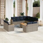 vidaXL Salon de jardin avec coussins 12 Pièces gris résine tressée
