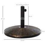 Pied de parasol rond base de lestage Ø 53 x 35 5 cm résine imitation rotin poids net 25 Kg noir bronze