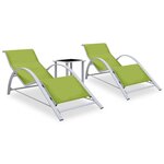 vidaXL Chaises longues 2 Pièces avec table Aluminium Vert