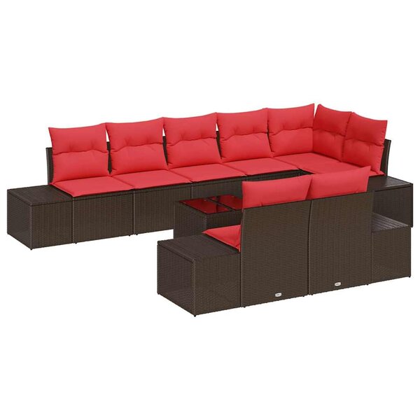 vidaXL Ensemble de canapé de jardin 9 Pièces Marron polyrotin