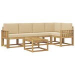 vidaXL Ensemble de canapés d'extérieur 6 Pièces Blanc et Beige