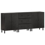 vidaXL Armoires latérales 3Pièces noir 60x33x75cm bois massif de manguier