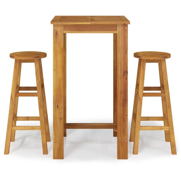 vidaXL Ensemble de bar de jardin 3 Pièces bois d'acacia solide