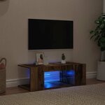 vidaXL Meuble TV avec lumières LED vieux bois bois d'ingénierie