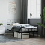 vidaXL Cadre de lit métal sans matelas avec pied de lit noir 90x200 cm