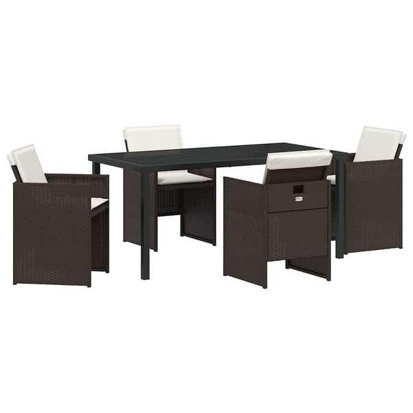 vidaXL Ensemble de salle à manger pour jardin 5 Pièces Marron Poly rotin