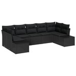 vidaXL Ensemble de canapé de jardin 7 Pièces Noir 289 x 154 x 85 cm
