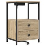 vidaXL Table de nuit avec station de chargement 2 Pièces Chêne sonoma