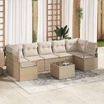 vidaXL Ensemble de canapé de jardin 8 Pièces Beige  Crème 55 x 55 x 37 cm