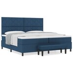 vidaXL Lit à ressort avec matelas et banc bleu 200x200 cm en tissu