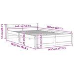 vidaXL Cadre de lit sans matelas blanc bois massif 140x200 cm