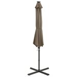 vidaXL Parasol de jardin en porte-à-faux et mât et lumières LED taupe