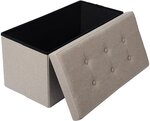 Tabouret en lin avec espace de rangement beige 19_0000039