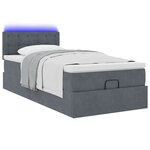 vidaXL Cadre de lit ottoman avec matelas gris foncé 80x200 cm velours
