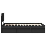 vidaXL Cadre de lit avec tête de lit Noir 90 x 200 cm Pin massif