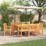 vidaXL Ensemble de salle à manger pour jardin 9 Pièces Marron