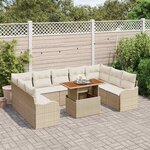 vidaXL Ensemble de canapé de jardin avec coussin 10 Pièces beige et crème