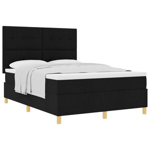 vidaXL Lit à ressorts avec matelas Noir 140 x 200 cm tissu