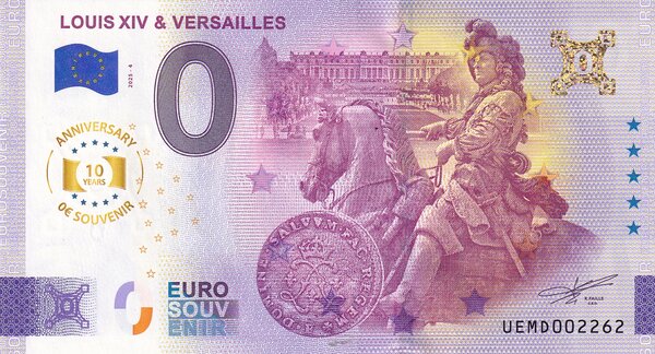 France 0 Euro Souvenir - Louis XIV et Versailles - Anniversary 2025