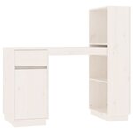 Bureau table poste de travail meuble d'ordinateur informatique étude 110 x 53 x 117 cm bois massif de pin blanc 02_0023508