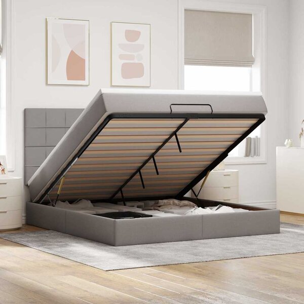 VidaXL Cadre de lit ottoman avec matelas taupe 160x200 cm tissu