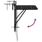 vidaXL Table Suspendue de Balcon Noir 60 x 39 x 65 cm Acier