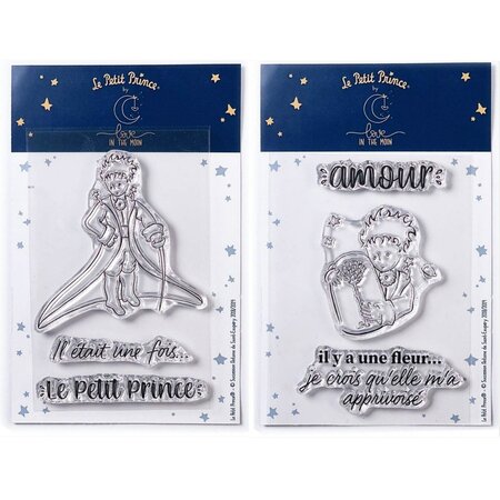 6 Tampons transparents Le Petit Prince Messages et Fleur