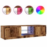 vidaXL Meuble TV avec lumières LED vieux bois bois d'ingénierie