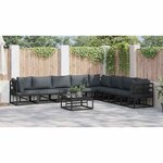 vidaXL Ensemble de canapé de jardin avec coussin 9 Pièces Noir Aluminium
