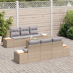 vidaXL Ensemble de canapé de jardin 7 Pièces Beige Poly rotin