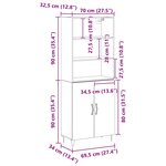 vidaXL Buffet Chêne noir 69.5x34x180 cm Bois d'ingénierie