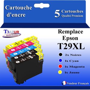 T3AZUR- 5x Cartouches Compatibles avec Epson 29XL 29 XL remplace Epson Expression Home XP-332 XP-335 XP-342 XP-345 XP-352 XP-355