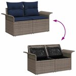 vidaXL Ensemble de canapé de jardin avec coussin 6 Pièces Gris et marine