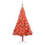 vidaXL Arbre de Noël artificiel pré-éclairé et boules rouge 210 cm PVC