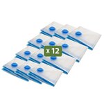 Pack and Move - Lot 12 Housses Rangement Sous Vide - Taille M 60 x 80 cm - Sac de Compression - Manteaux  Habils Ski - Moyen Format - Fermeture Zip