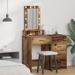 Coiffeuse vidaXL avec lumières LED en vieux bois 50x41x140 cm