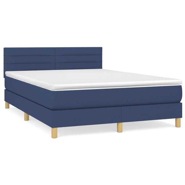 vidaXL Sommier à lattes de lit avec matelas Bleu 140x190 cm Tissu