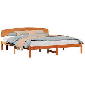vidaXL Cadre de lit avec tête de lit Brun cire 180 x 200 cm Pin massif