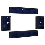 vidaXL Ensemble meuble TV 8 Pièces Chêne noir Bois d'ingénierie