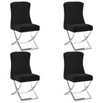 vidaXL Chaises à manger lot de 4 noir 53x52x98 cm velours et inox