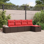 vidaXL Ensemble de canapé de jardin 5 Pièces Marron polyrotin