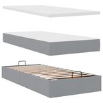 vidaXL Lit ottoman avec matelas gris clair 90x200 cm tissu