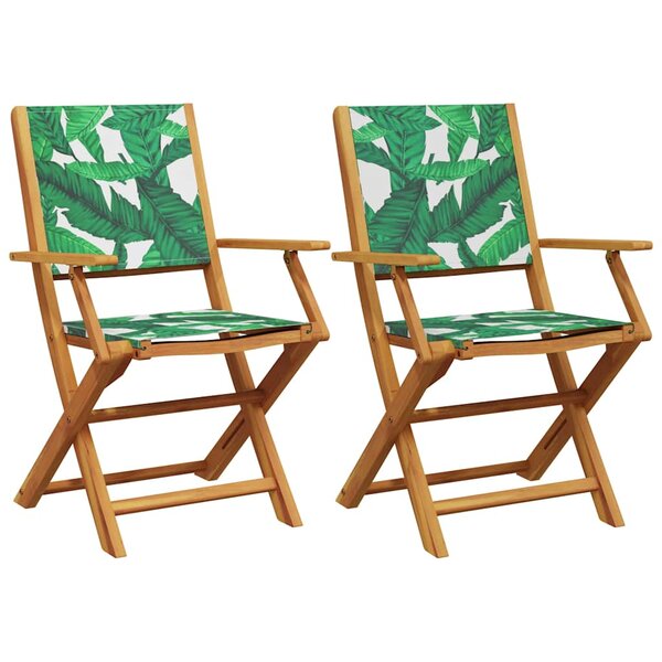vidaXL Chaises de jardin lot de 2 motif de feuilles acacia et tissu