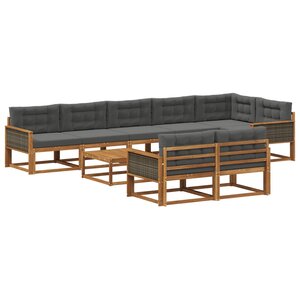 vidaXL Ensemble de canapés d'extérieur 9 Pièces Naturel et Anthracite