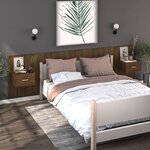 vidaXL Table de chevet murale Chêne marron